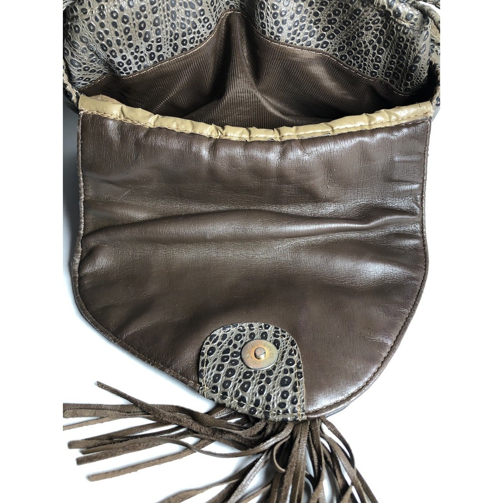 Vtg 80s Alentino Nas Crossbody Bag Boho Faux Reptile Tassel Statement FRGR SMELL - Picture 10 of 16